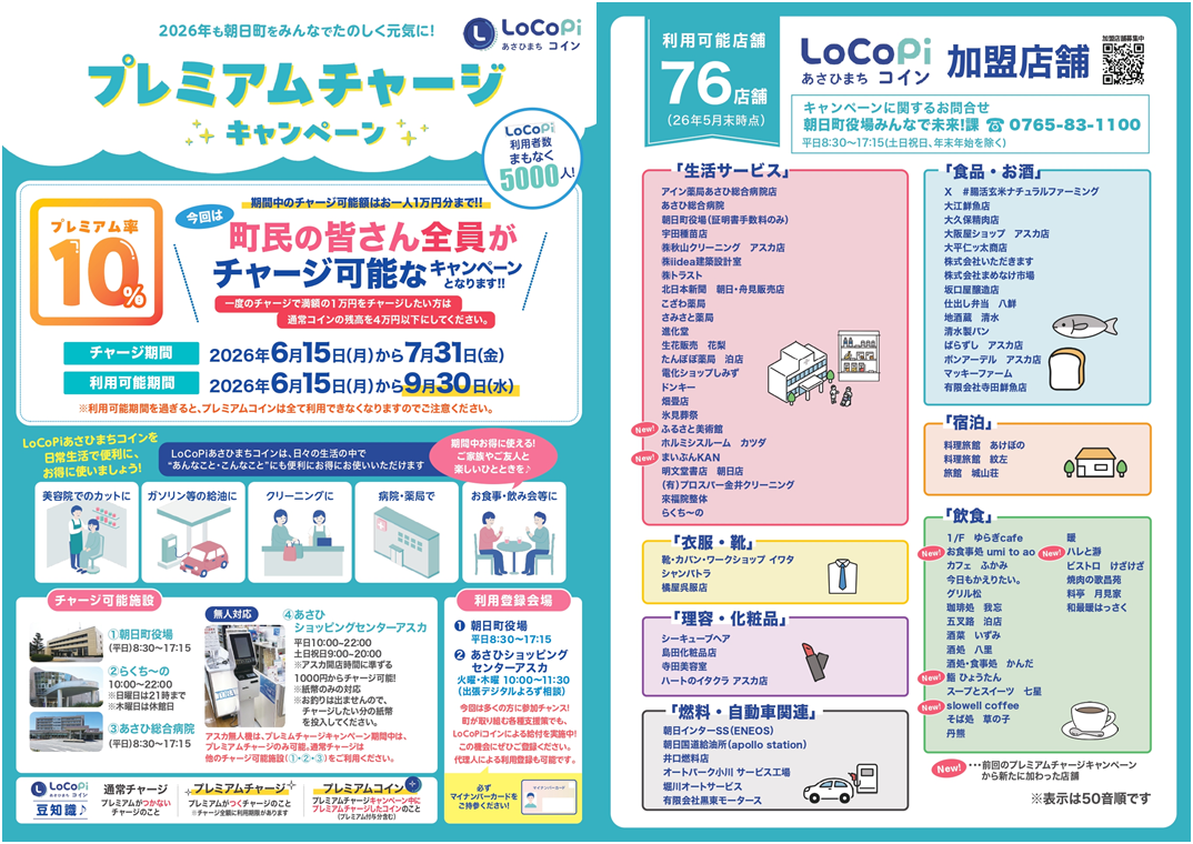 プレミアムチャージキャンペーンチラシ（表裏）