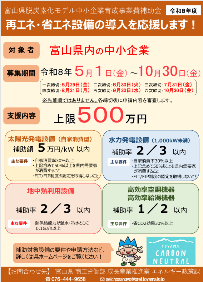 富山県脱炭素化モデル中小企業育成事業費補助金